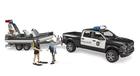 BRUDER RAM 2500 Police Pickup L+S-moduulilla, perävaunu ja vene, 02507