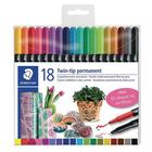Staedtler 2-päinen kuitukärkikynä, 18 eri väriä