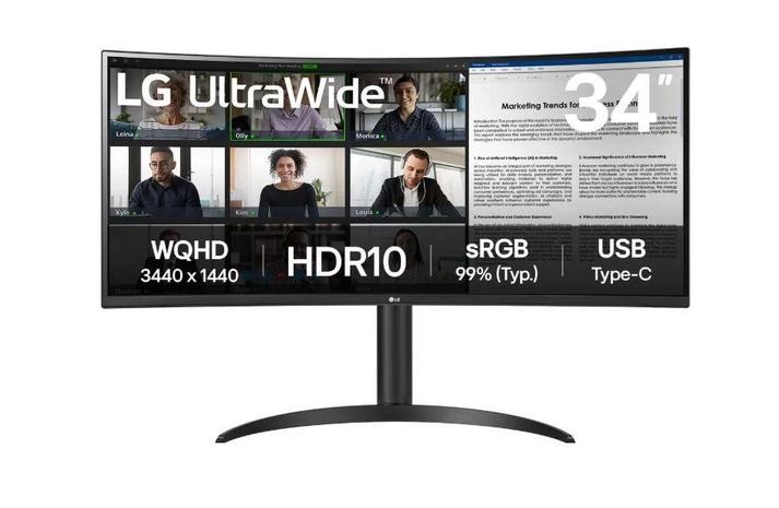 34" LG UltraWide 34WR55QK-B - LED monitor - curved - 34" - HDR – kuva 1/8