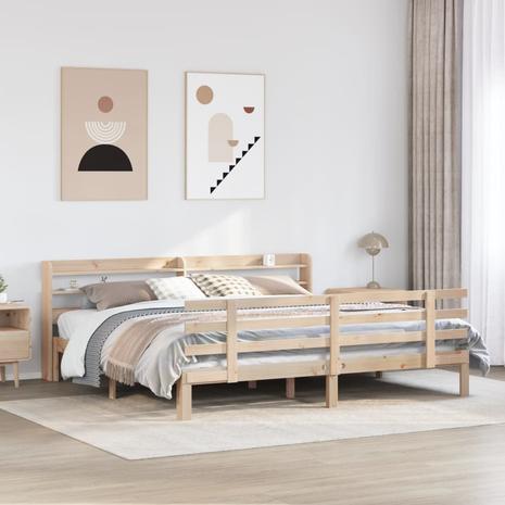 vidaXL Sängynrunko päädyllä 200x200 cm täysi mänty