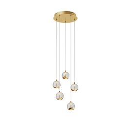 LED-riippuvalo Hayley 5-lampp. pyöreä kulta