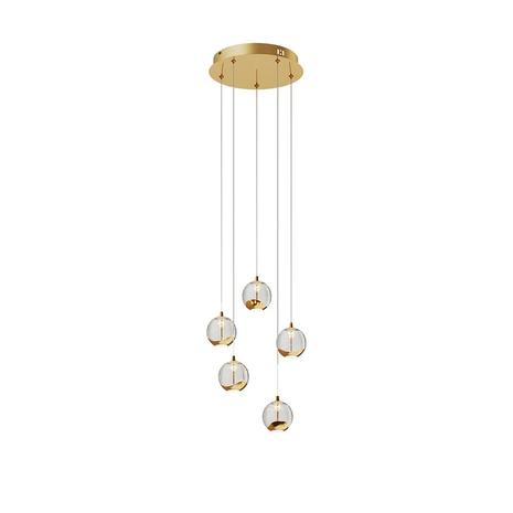 LED-riippuvalo Hayley 5-lampp. pyöreä kulta