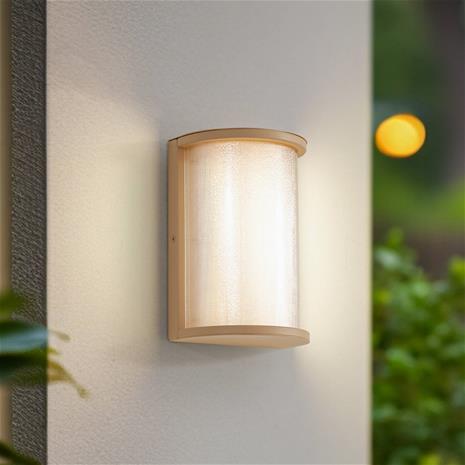 Lindby LED-ulkoseinävalaisin Calvik, beige, uurrettu, IP44