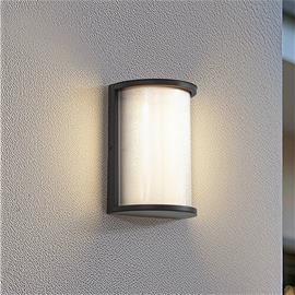 Lindby LED-ulkoseinävalaisin Calvik, musta, uurrettu, IP44