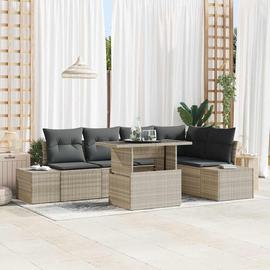 vidaXL Puutarhasohva Setti 6 pcs Vaaleanharmaa Polyrotangi