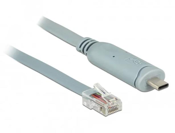 De-Lock 1 m Adapter USB 2.0 Type-C RJ45 -kaapeli, Harmaa – kuva 2/3