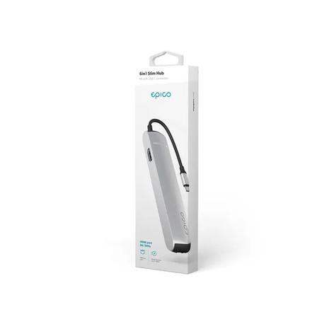 Epico 6in1 Slim Hub 8K with USB-C connector - silver
