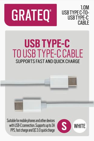 Grateq 85056QC USB-C - USB-C 1m, pikalatauskaapeli