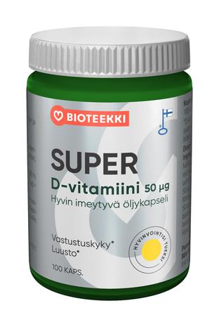 Bioteekki Super D-vitamiini 50 µg 100 kaps, ravintolisä