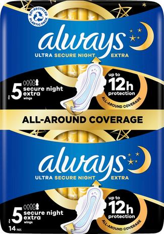 Always Ultra Secure Night Extra 14 kpl terveysside