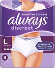 Always Discreet Underwear Plus L 8 kpl inkontinenssialushousut