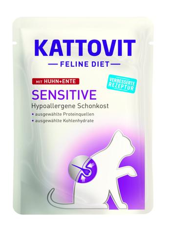 24x85g Sensitive Pouch kana & ankka Kattovit kissanruoka