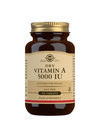 Solgar A-vitamiini 5000IU 100 tabl, ravintolisä