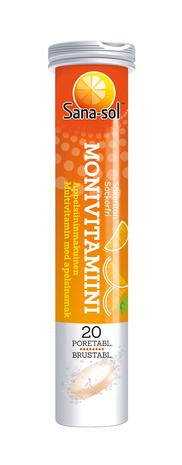 Sana-sol Monivitamiini poretabletti 20 kpl appelsiini
