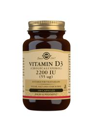 Solgar D3-vitamiini 55 µg 100 kaps, ravintolisä