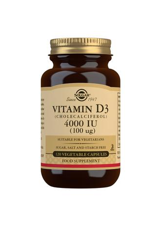 Solgar D3-vitamiini 100 µg 120 kaps, ravintolisä
