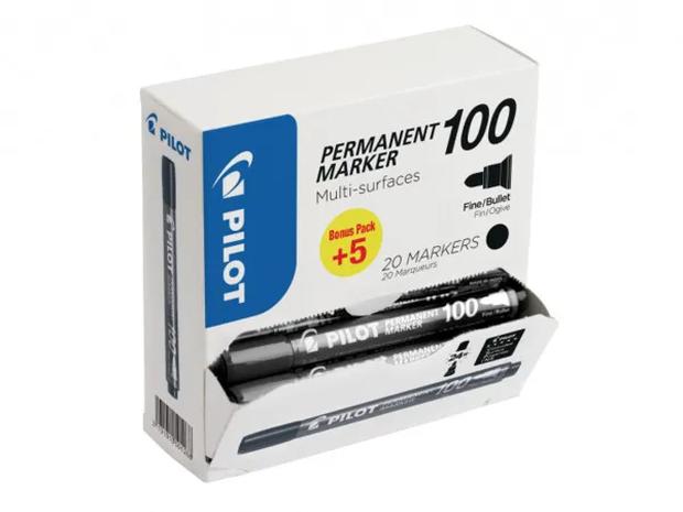 Marker Permanent 100 bullet Value Pack black (20)
