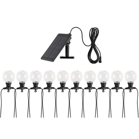 LED-valosarja ulkokäyttöön – aurinkokennolla ja USB-latauksella, 10 pallolamppua