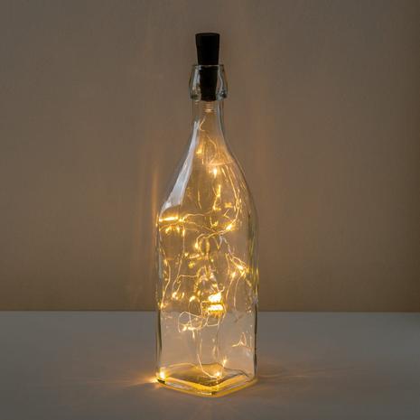 Paristokäyttöinen LED-valoketju pulloon, 2 cm