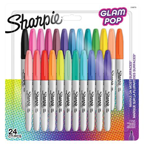 Sharpie Permanent Marker Fine Glam Pop 24-Blister