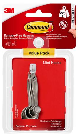 Command Value Pack Itsekiinnittyvät minikoukut, valkoinen, 18 kpl