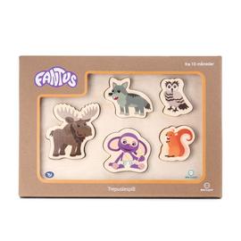 Fantorangen & Fantus WOODEN PUZZLE 5 BRICKS FOREST ANIMALS