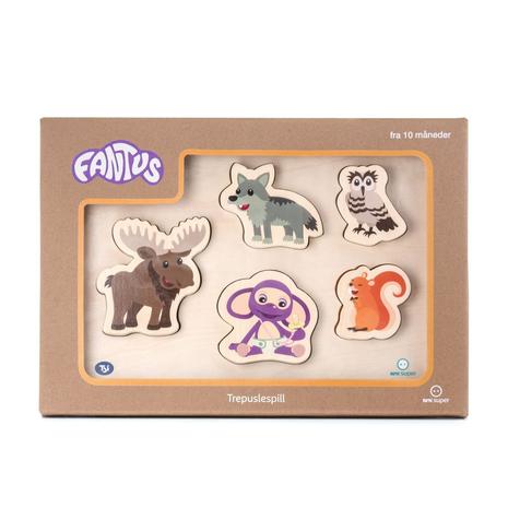 Fantorangen & Fantus WOODEN PUZZLE 5 BRICKS FOREST ANIMALS