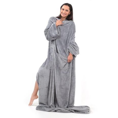 Decoking Lazy Snug -torkkupeitto hihoilla ja taskuilla, harmaa