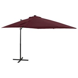 vidaXL Riippuva aurinkovarjo tangolla ja LED-valoilla viininpu. 250 cm