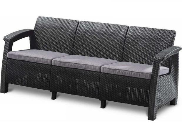 Puutarhasohva Corfu Love Seat Max, musta/harmaa