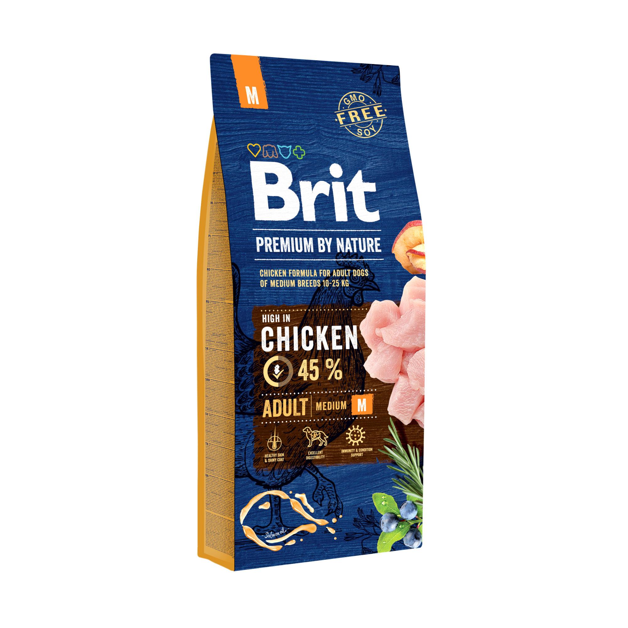 Brit Premium by Nature Adult M Chicken, Koiran kuivaruoka, 15 kg