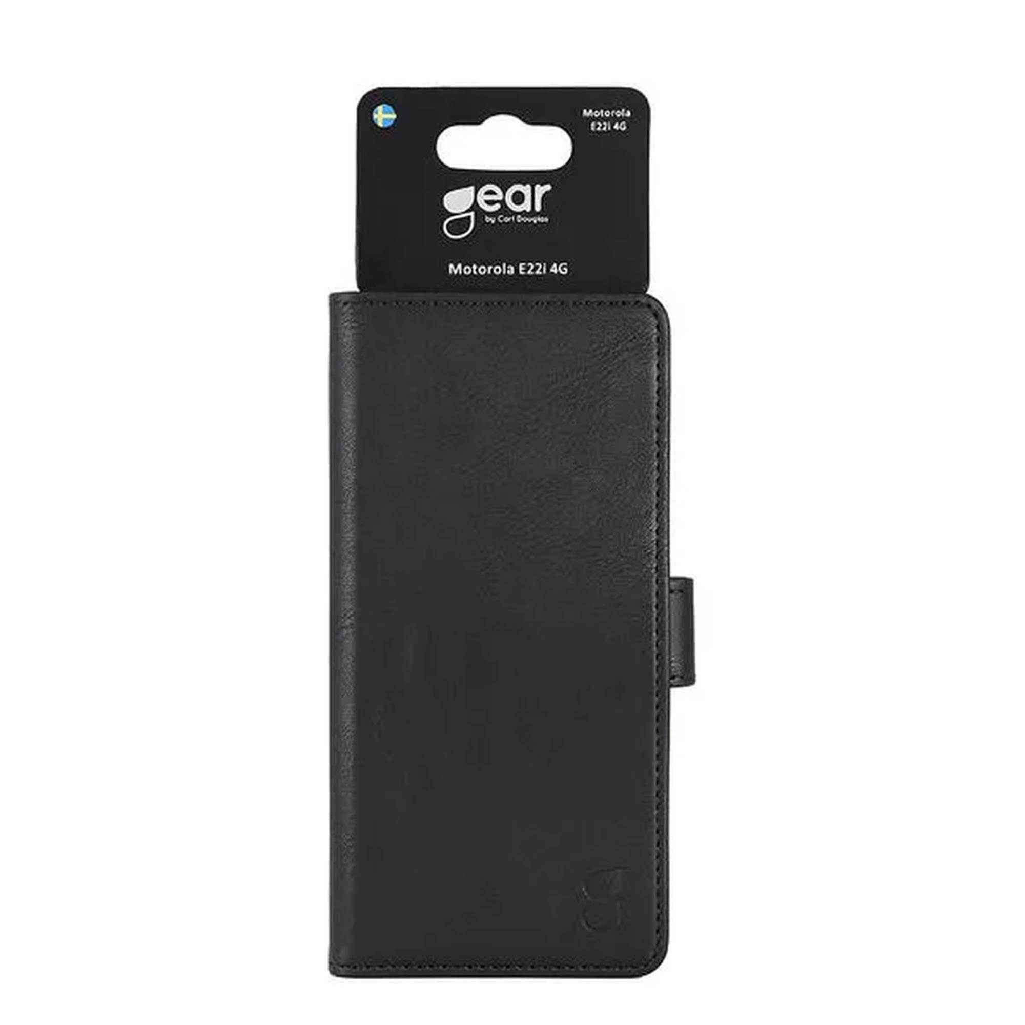 GEAR Wallet, Moto E22i -lompakkokotelo, Musta