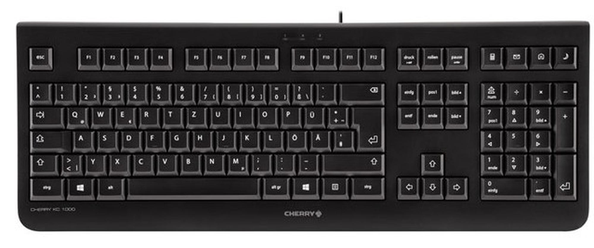 CHERRY KC 1000, Täysikokoinen (100 %), Langallinen, USB, Mekaaninen, QWERTY, Harmaa