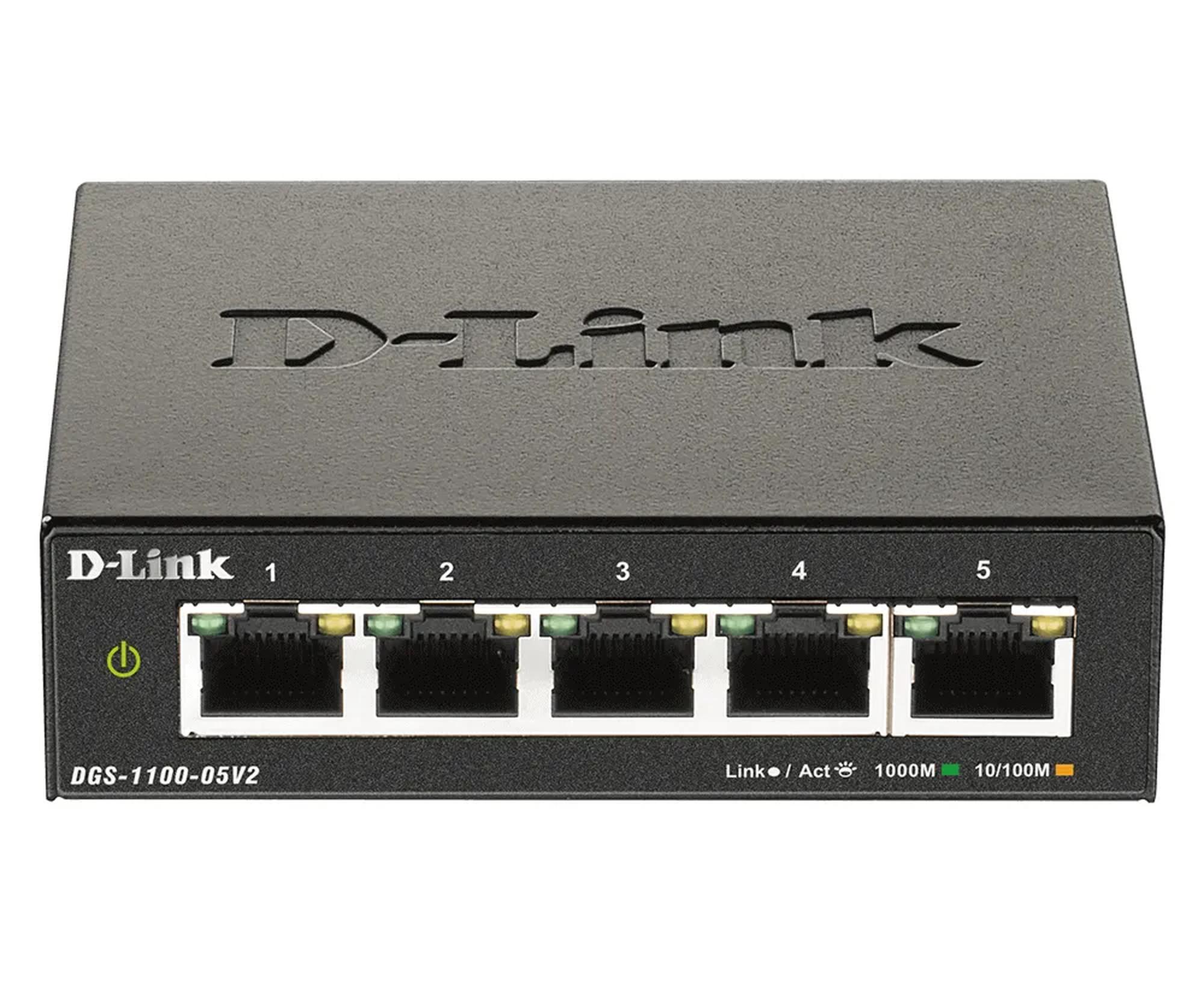 D-Link DGS-1100-05V2/E - 5-porttinen hallittava Gigabit-kytkin, musta