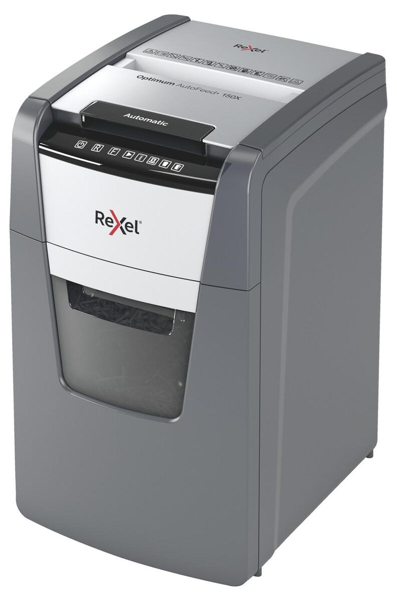 Rexel Optimum AutoFeed+ 150X automaattinen ristiinleikkaava paperisilppuri, 150 arkkia, 44 l