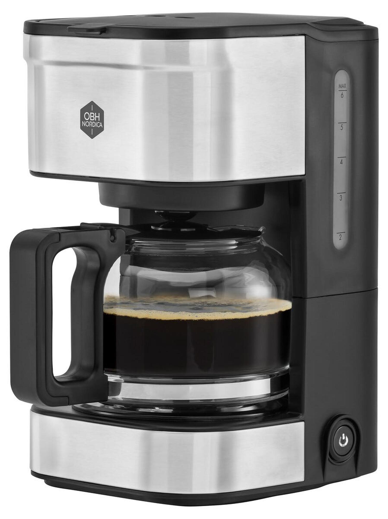 OBH Nordica Coffee Prio 2349 6 kupin -kahvinkeitin, musta ja ruostumaton teräs