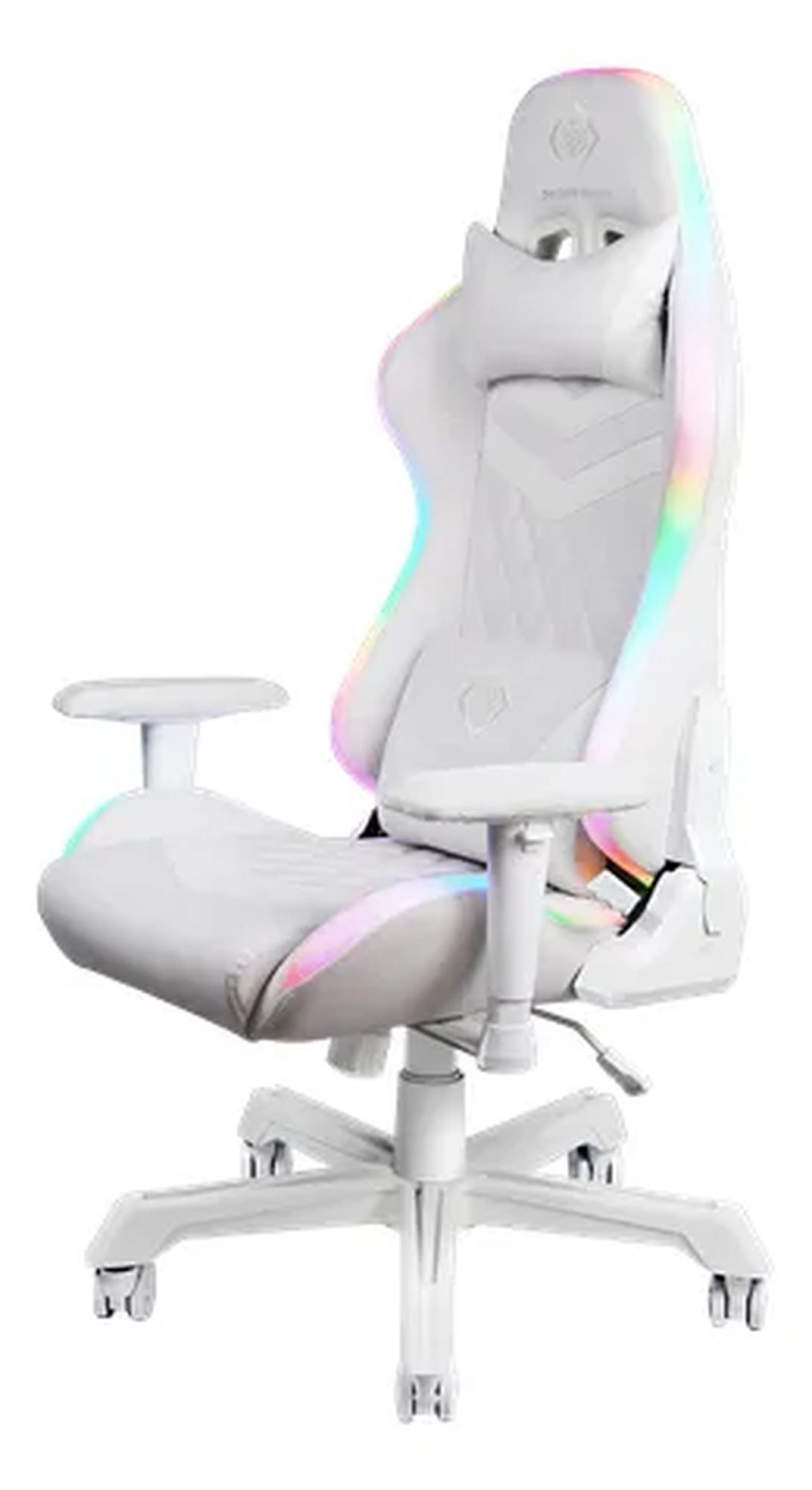 DELTACO GAMING â€“ RGB-pelituoli, keinonahkaa, 332 eri valaistustilaa, niskatyyny, selkätyyny, musta/RGB (GAM-080)