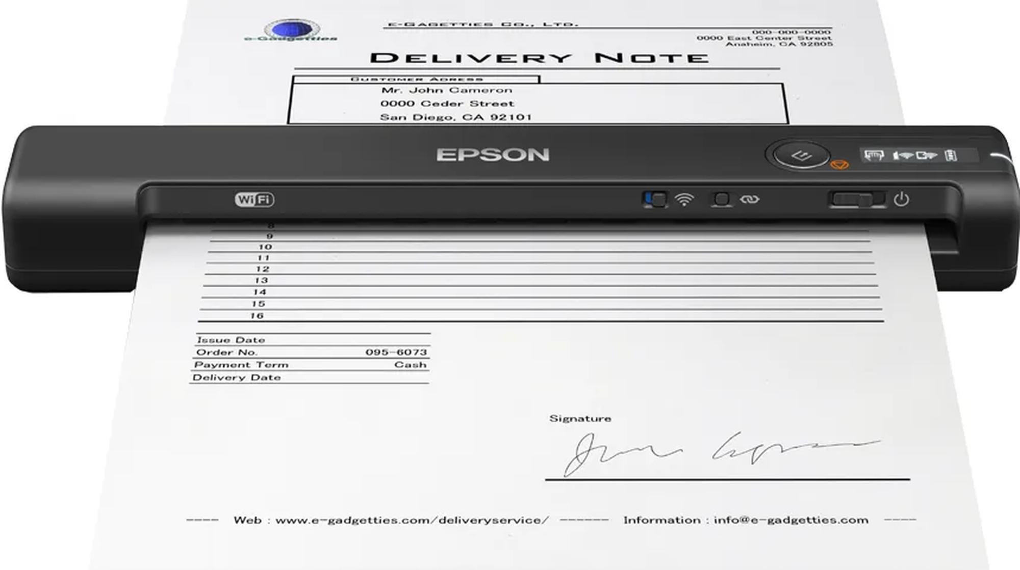 Epson WorkForce ES-60W -A4-mobiiliskanneri, akulla