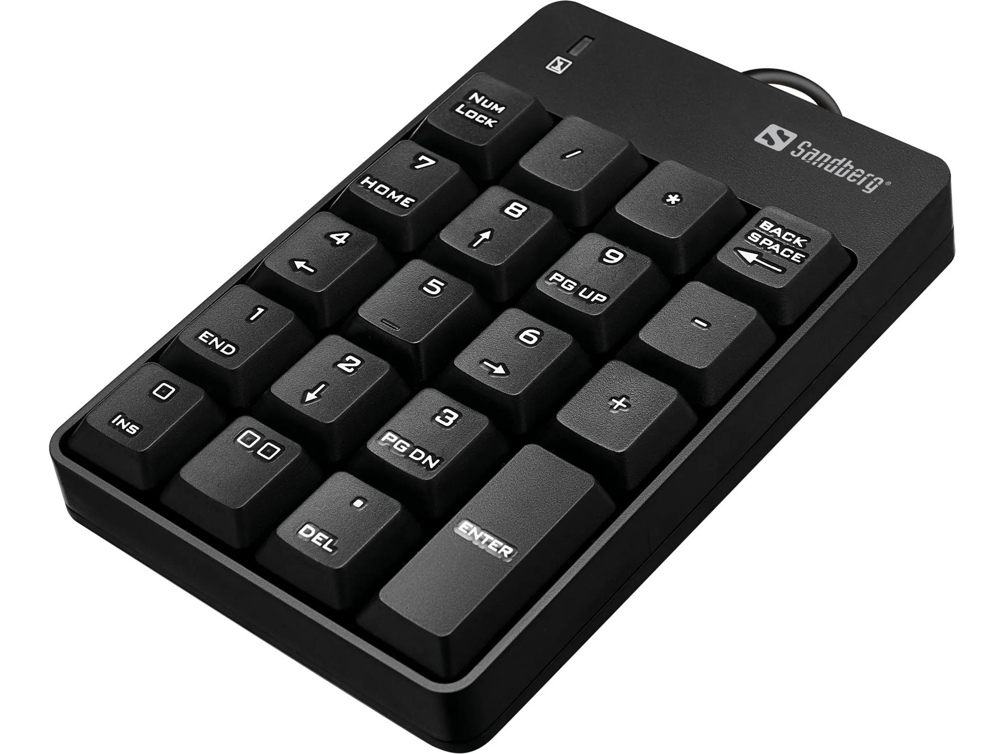 Sandberg USB Wired Numeric Keypad -numeronäppäimistö, Musta