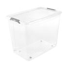 Laatikko kannella pyörillä clipbox Leo 59x38x47cm 74L läpinäkyvä