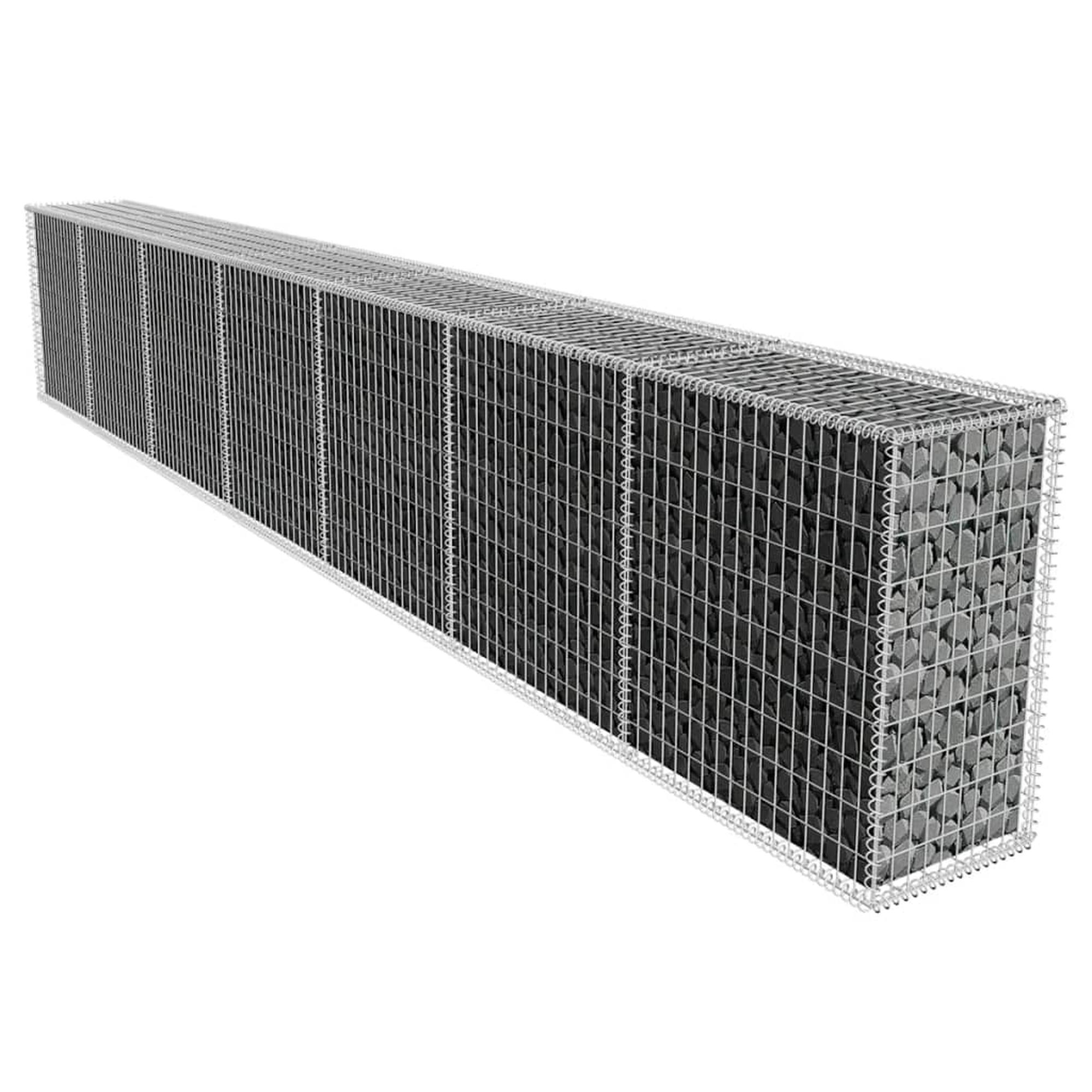 vidaXL Gabionseinä kannella galvanoitu teräs 600x50x100 cm