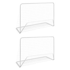 vidaXL Jalkapallomaalit verkolla 2 kpl teräs 182x61x122 cm valkoinen