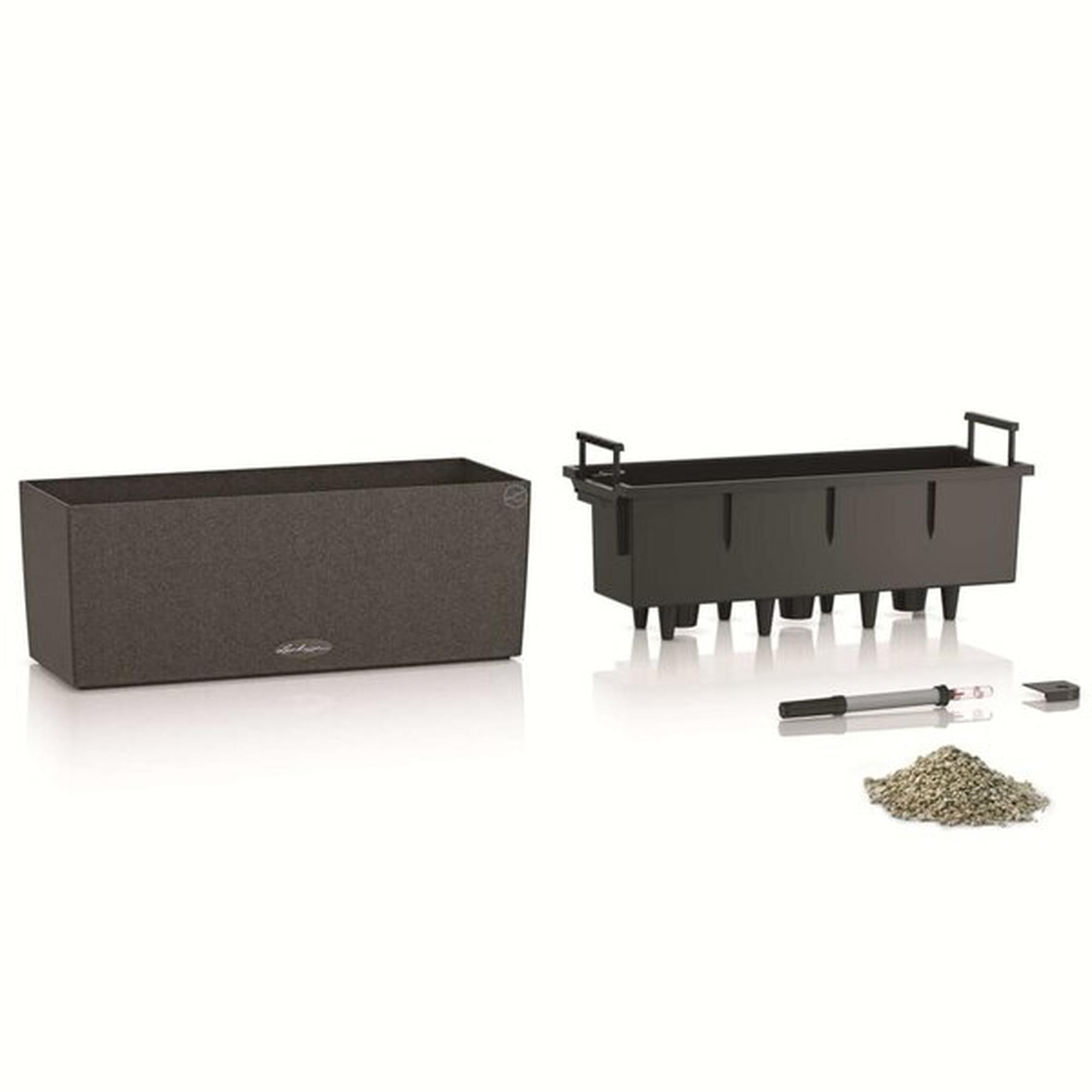 LECHUZA Jardiniere - Balconera kivi 50 - 50 ? 19 ? 19 cm - T?ydellinen sarja - Kivenharmaa - 8 L