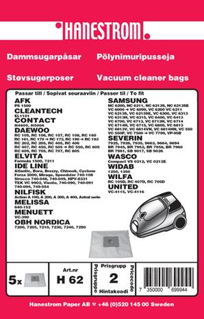 Hanestroem, pölypussit DAEWOO RC 705, SAMSUNG (H62)