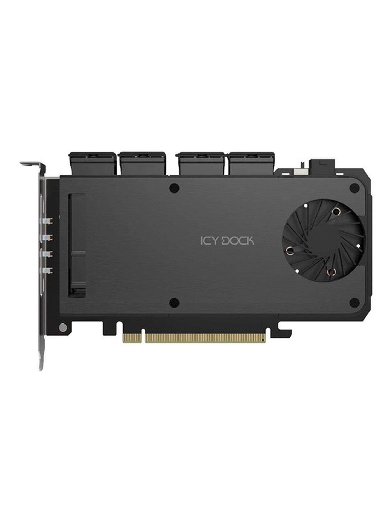 ICY DOCK ExpressSlot Slide 4-paikkainen M.2 NVMe SSD -> PCIe 5.0 x16 levykotelo/adapteri, musta