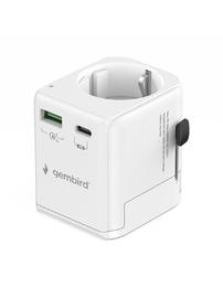 Gembird Grounded universal travel power adapter - 20W