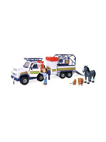 Eläinlääkärin pelastusauto perävaunulla Simba Fireman Sam