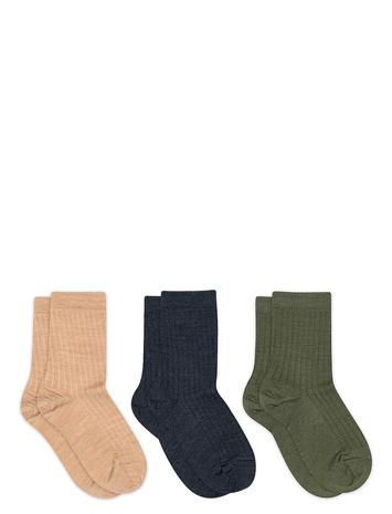 mp Denmark Wool Rib Socks - 3-Pack Sukat Multi/patterned Mp Denmark
