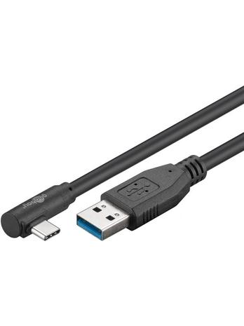 Pro USB-C™ to USB A 3.0 cable 90° black 2m