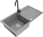 Graniittinen keittiöallas Mexen Leo hanalla ja sifonilla, Grey+Black